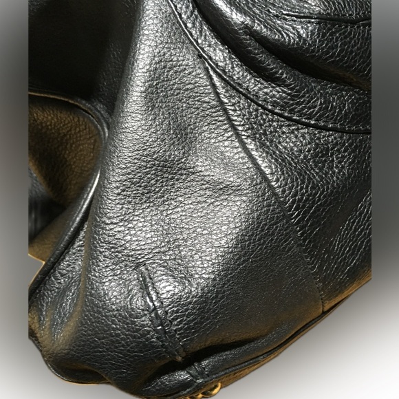 Isaac Mizrahi Live Leather Drawstring Sides Large Tote Handbag - Picture 8 of 16